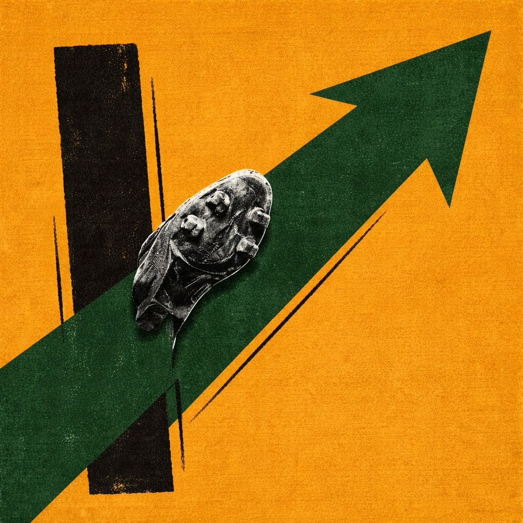 Saul Bass-style poster with a football motif, evoking what managers teach us about adapting to AI.