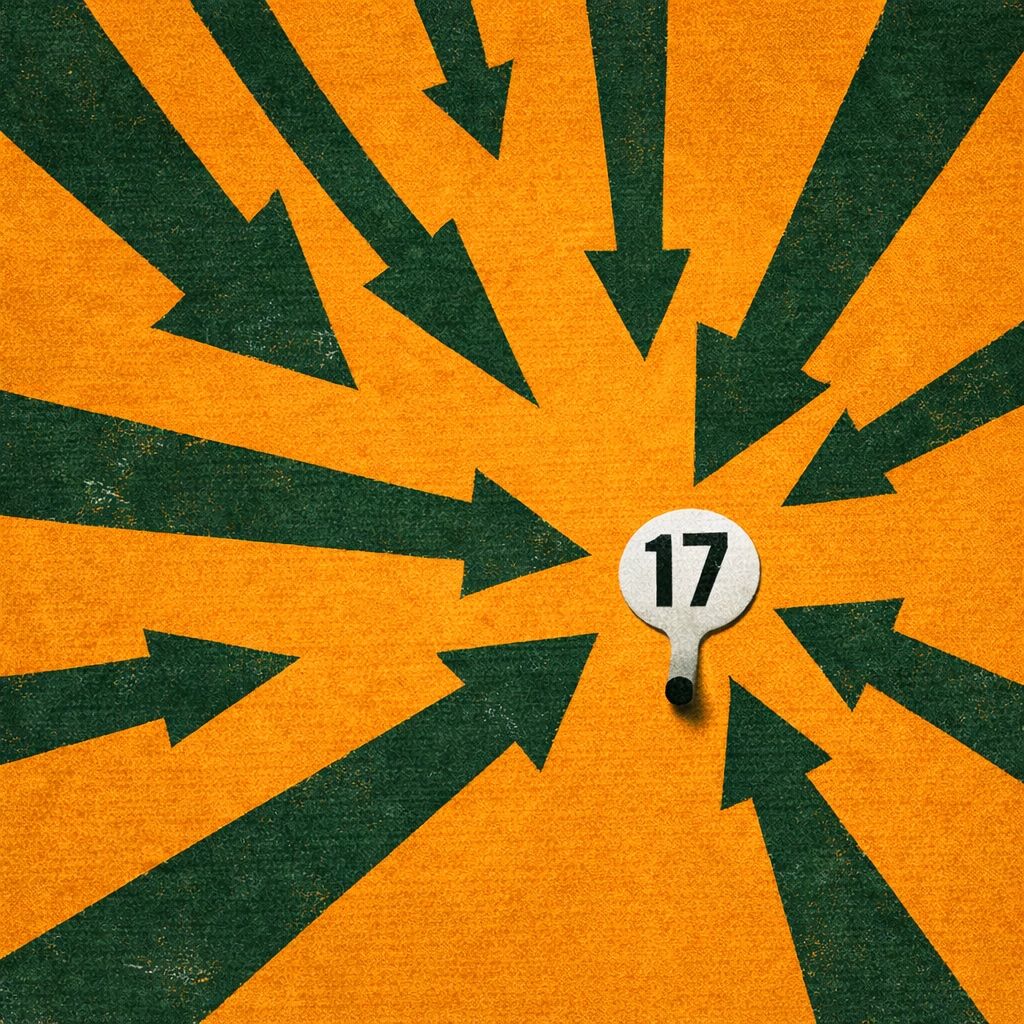 Saul Bass-style poster: green arrows converging on a numbered auction paddle, evoking paying for reach, trust and momentum.